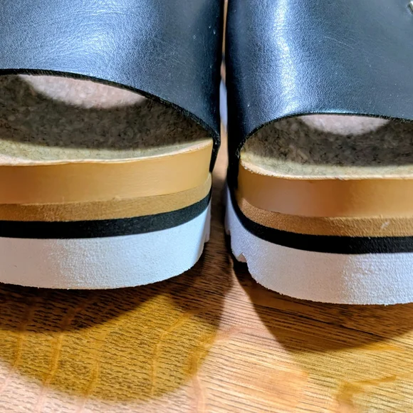 Reef Cushion Scout Cork Slide Sandal Black Vegan Leather Cork Woman Size 8 - Picture 2 of 8